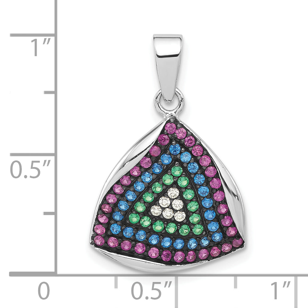 Sterling Silver W/Synthetic Stones & CZ Pendant