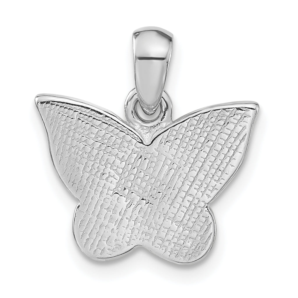 Sterling Silver Pink Crystal Butterfly Pendant