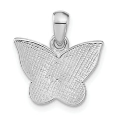 Sterling Silver Pink Crystal Butterfly Pendant