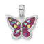 Sterling Silver Polished Pink Crystal Butterfly Pendant
