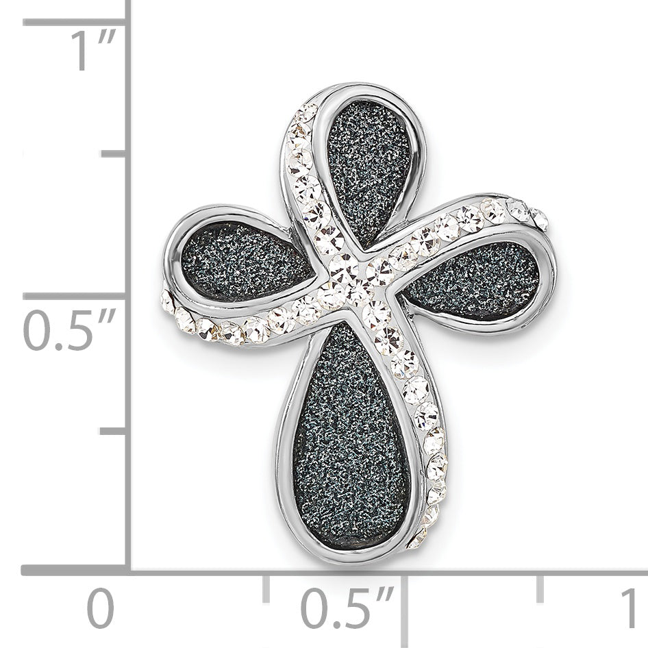 Sterling Silver Crystal Blue Laser Glitter Texture Pendant