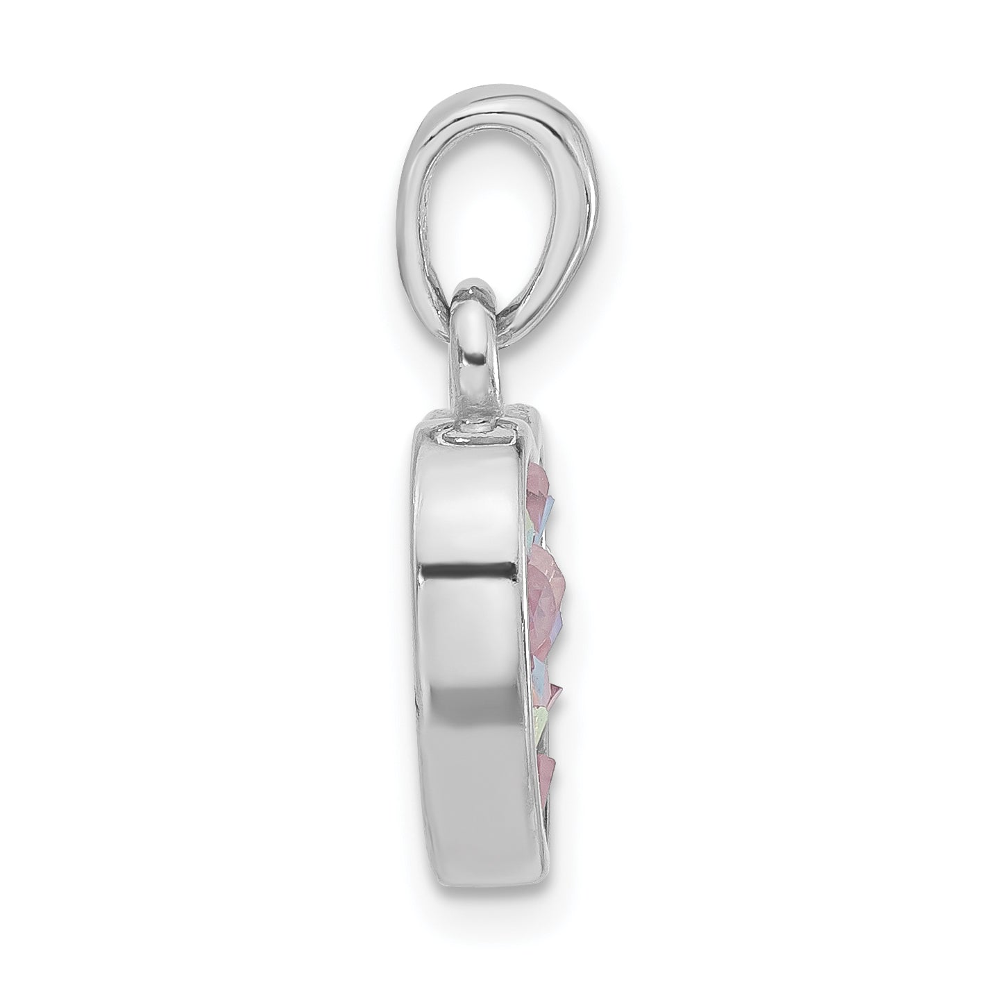 Sterling Silver Pink Crystal Heart Pendant