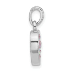 Sterling Silver Pink Crystal Heart Pendant