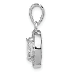Sterling Silver Rhodium-plated w/ CZ Oval Pendant
