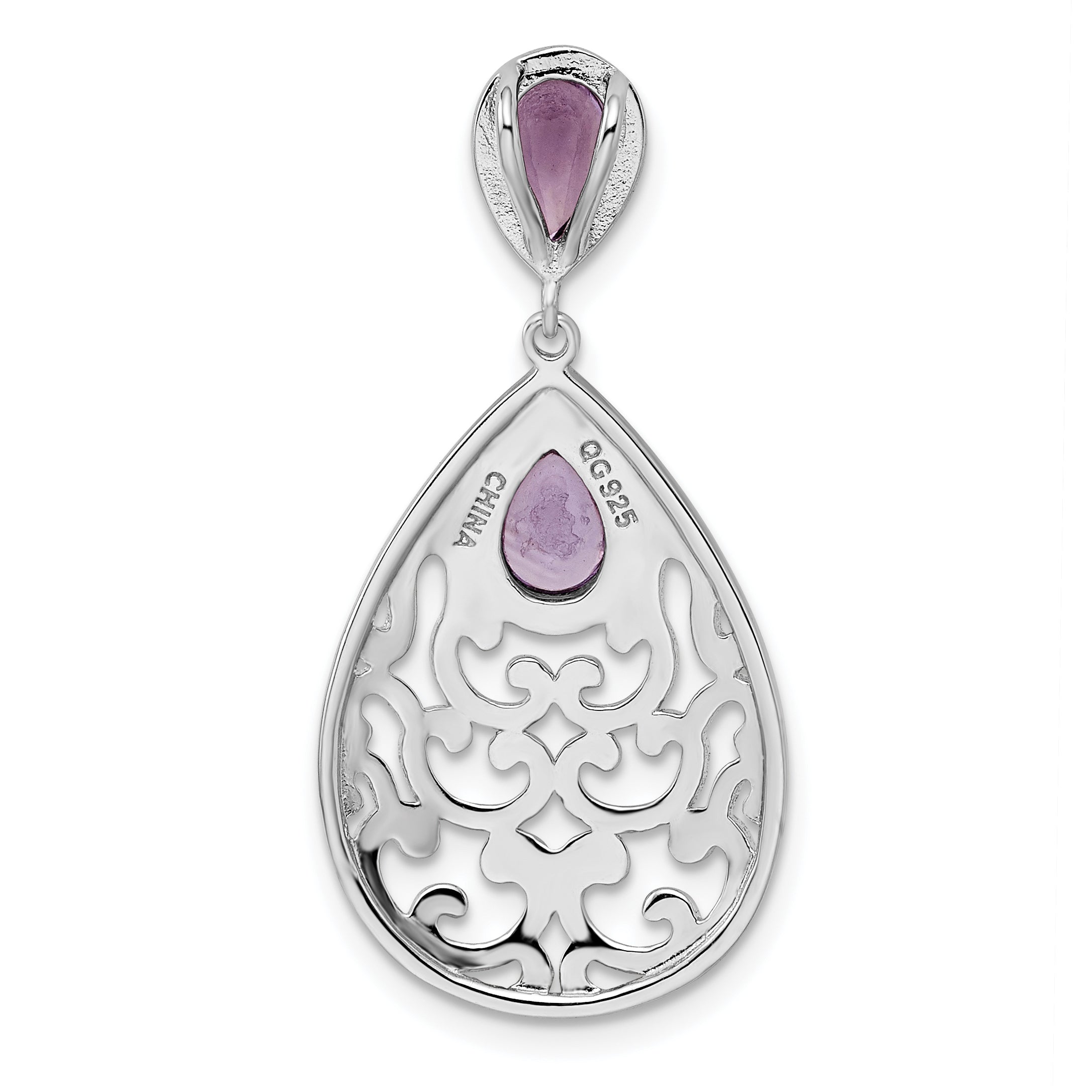 Sterling Silver Polished with Amethyst Pendant