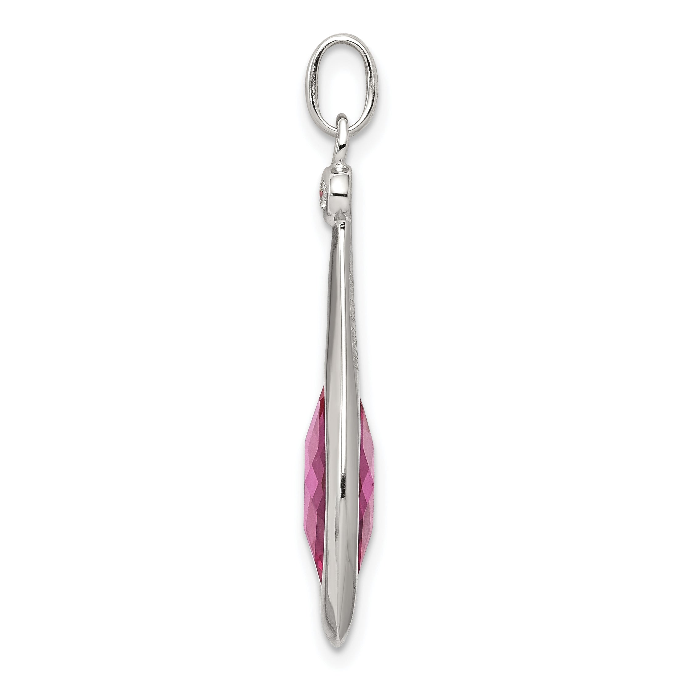 Sterling Silver Synthetic Red Fancy-cut Marquise Pendant Secondary image