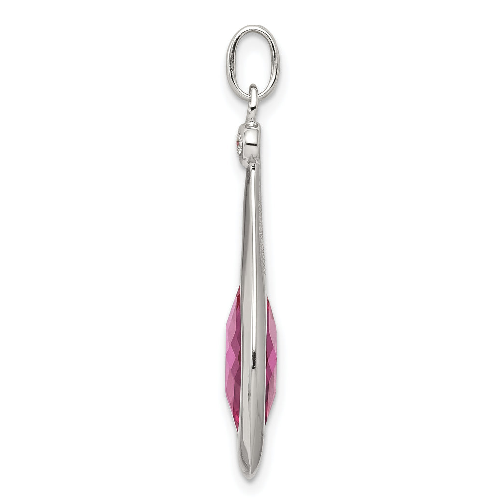 Sterling Silver Synthetic Red Fancy-cut Marquise Pendant