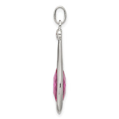 Sterling Silver Synthetic Red Fancy-cut Marquise Pendant