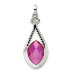 Sterling Silver Synthetic Red Fancy-cut Marquise Pendant