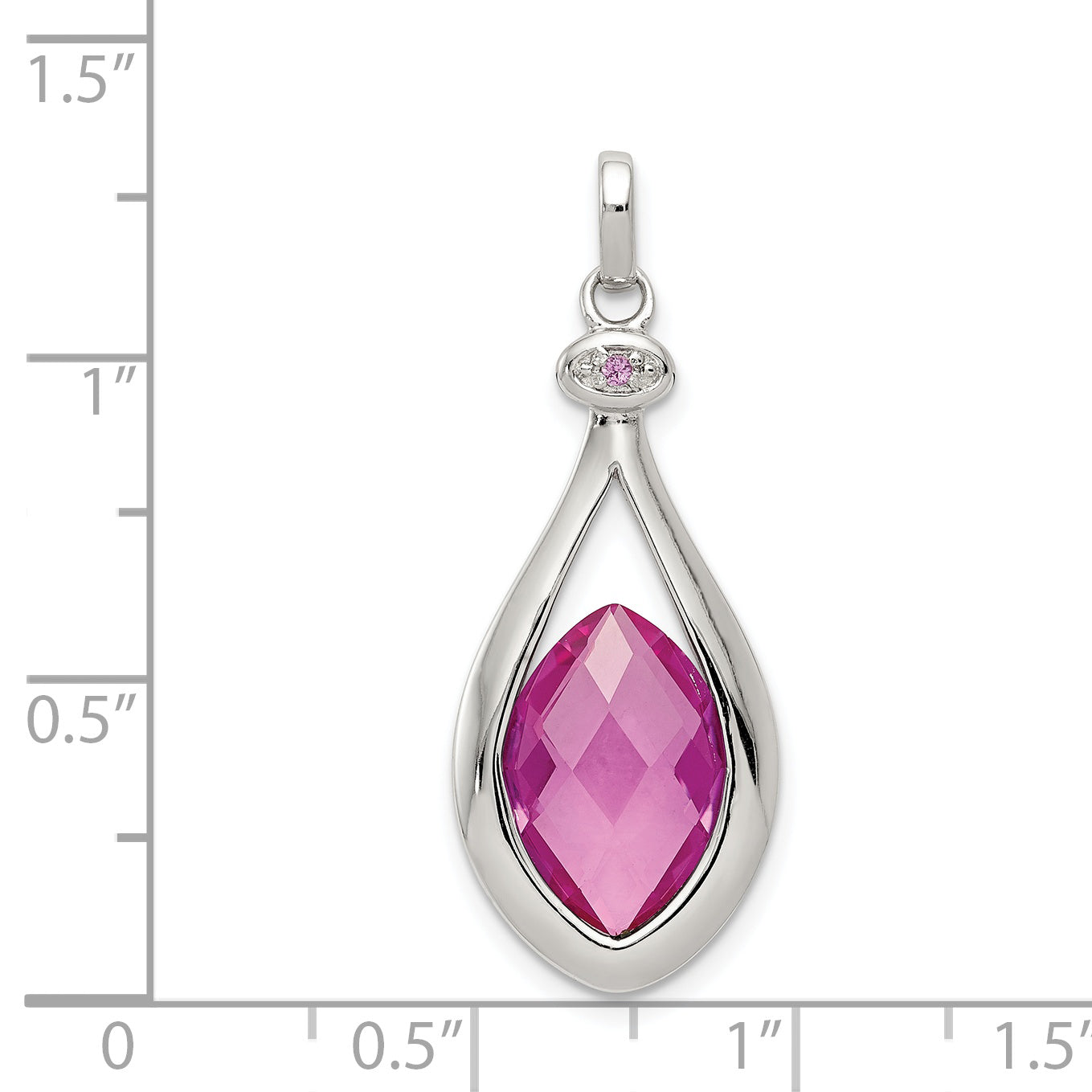 Sterling Silver Synthetic Red Fancy-cut Marquise Pendant