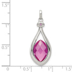 Sterling Silver Synthetic Red Fancy-cut Marquise Pendant