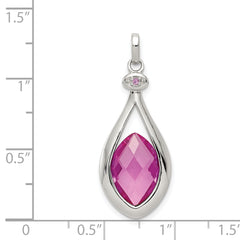 Sterling Silver Synthetic Red Fancy-cut Marquise Pendant