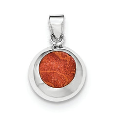 Sterling Silver Polished Red Synthetic Coral Pendant