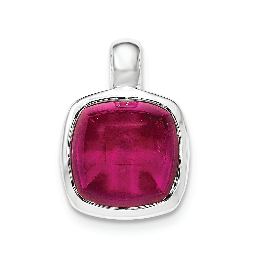 Sterling Silver Polished with Synthetic Ruby Pendant