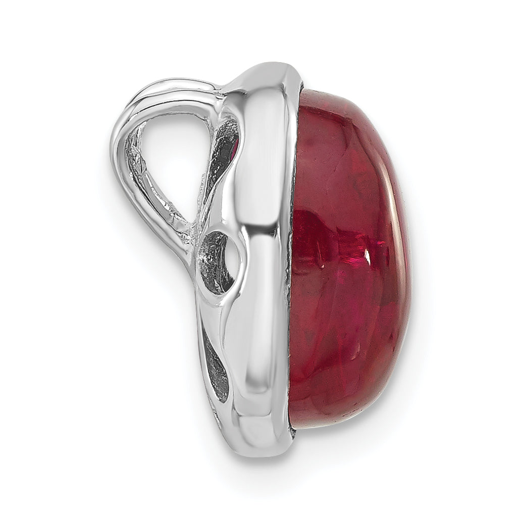 Sterling Silver Polished Synthetic Red Bead Pendant