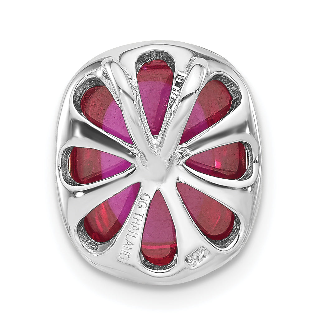 Sterling Silver Polished Synthetic Red Bead Pendant