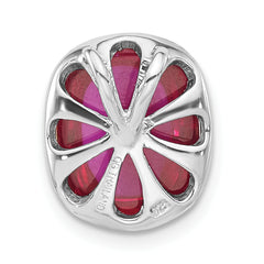 Sterling Silver Polished Synthetic Red Bead Pendant