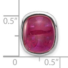 Sterling Silver Polished Synthetic Red Bead Pendant