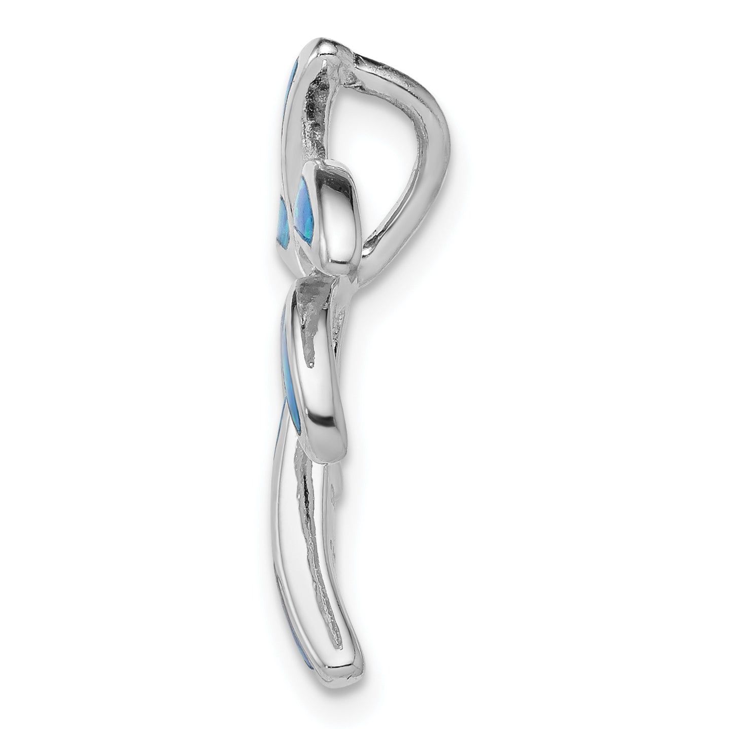 Sterling Silver Rhodium Created Blue Opal Palm Tree Slide Secondary image