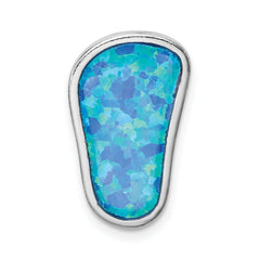 Sterling Silver Rhodium Created Blue Opal Flip-Flop Slide