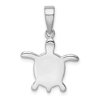 Sterling Silver Rhodium Created Blue Opal Turtle Pendant