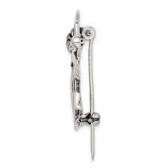 Sterling Silver 925 Antique Angel Pin with Floral Elegance