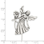 Sterling Silver 925 Antique Angel Pin with Floral Elegance