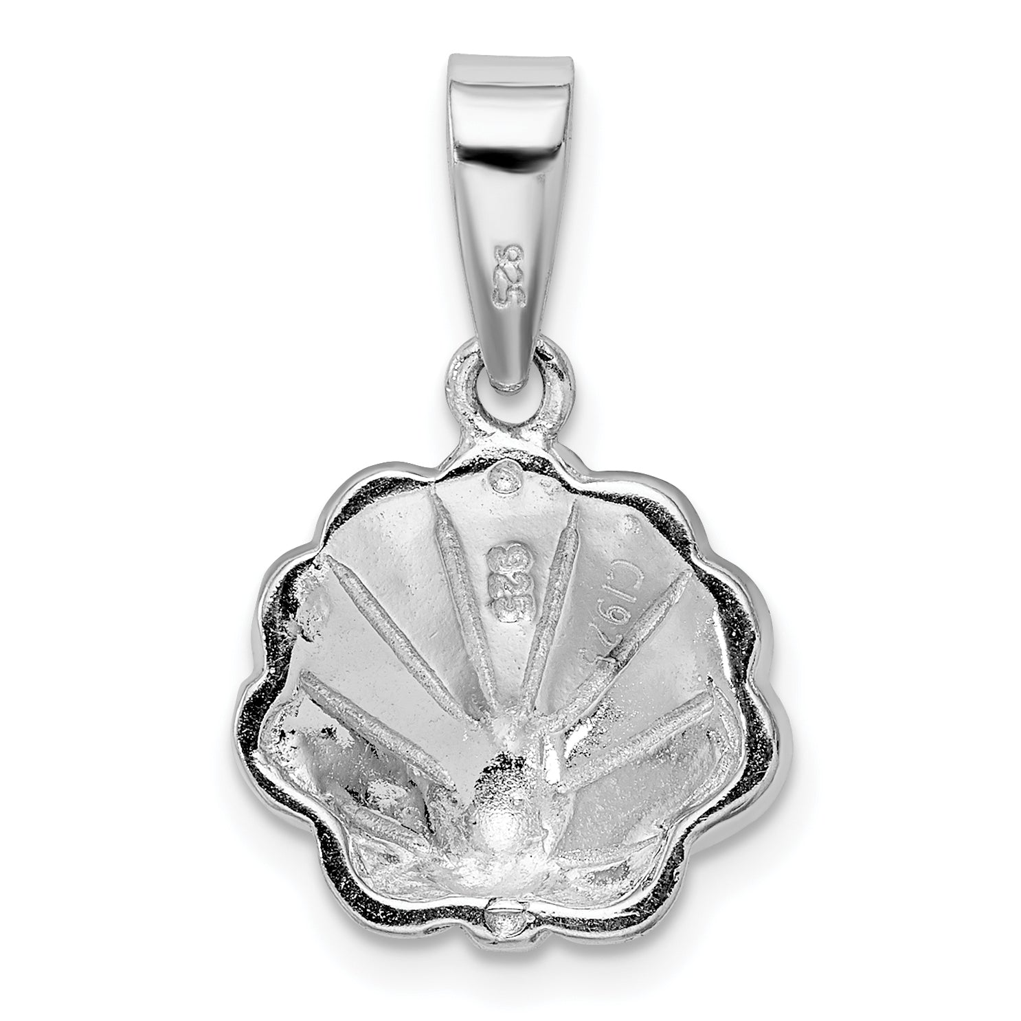 Sterling Silver Rhodium Created Blue Opal Oyster Pendant