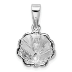 Sterling Silver Rhodium Created Blue Opal Oyster Pendant