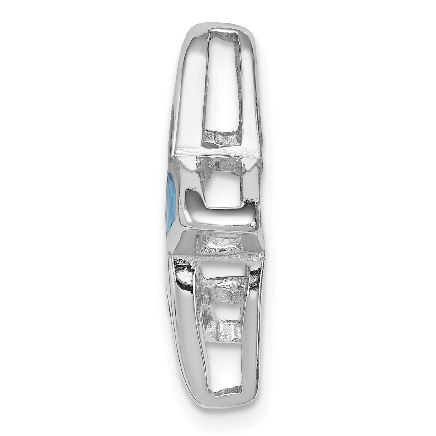 Sterling Silver Rhodium Created Blue Opal Starfish Slide Secondary image