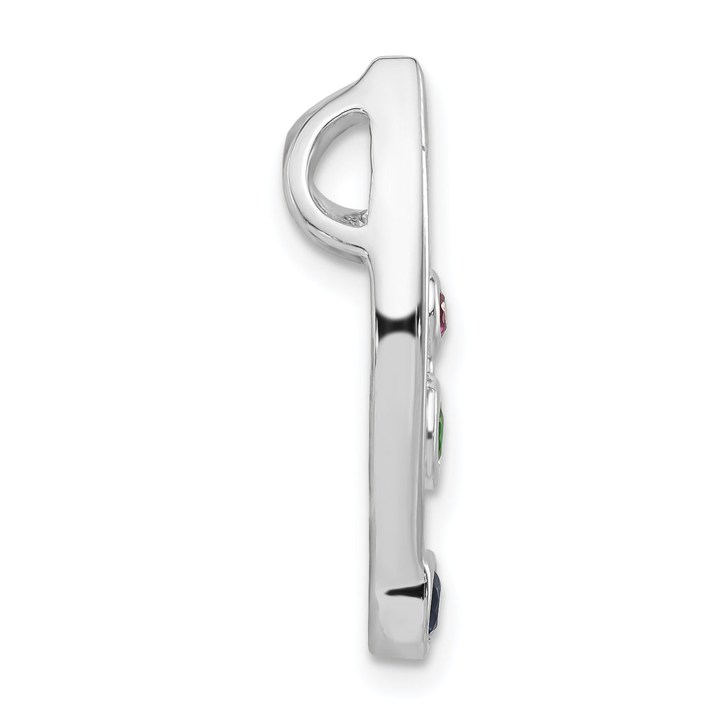 Sterling Silver Polished Red,Green,Blue CZ Slide