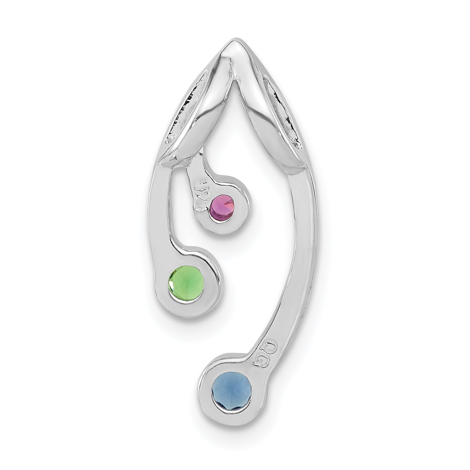 Sterling Silver Polished Red,Green,Blue CZ Slide