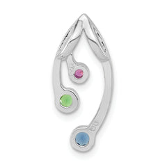 Sterling Silver Polished Red,Green,Blue CZ Slide