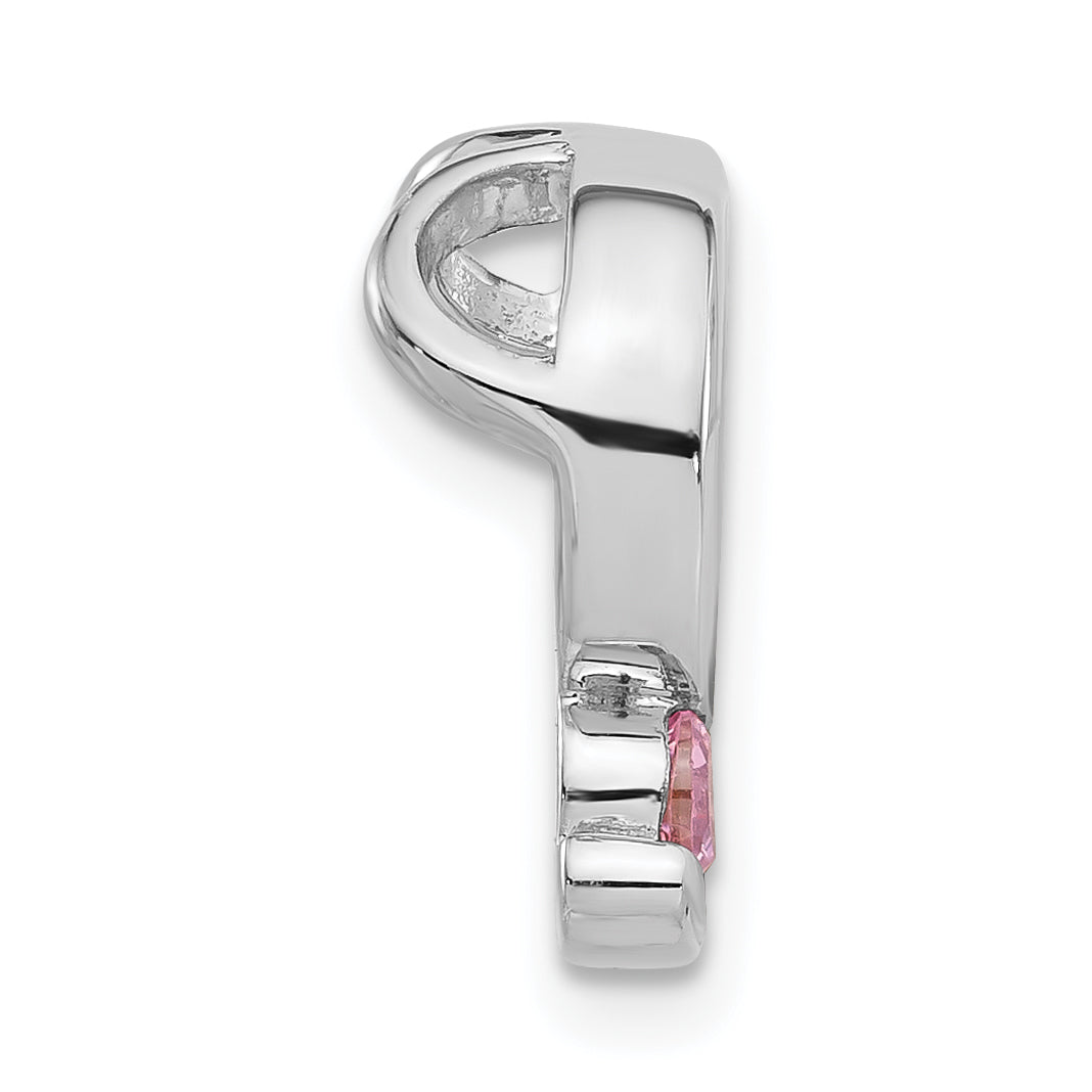 Sterling Silver Polished Green,Yellow,Pink CZ Slide