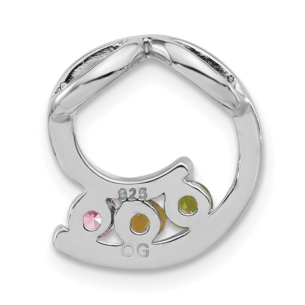 Sterling Silver Polished Green,Yellow,Pink CZ Slide