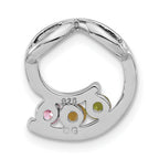Sterling Silver Polished Green,Yellow,Pink CZ Slide