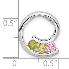 Sterling Silver Polished Green,Yellow,Pink CZ Slide