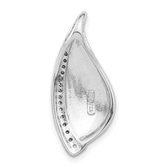 Sterling Silver Polished & Sandblast CZ Fancy Chain Slide Pendant