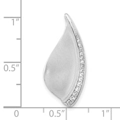 Sterling Silver Polished & Sandblast CZ Fancy Chain Slide Pendant