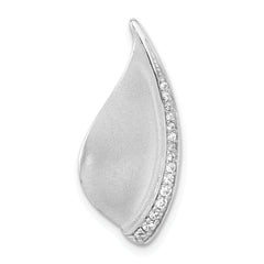 Sterling Silver Polished & Satin CZ Fancy Chain Slide Pendant