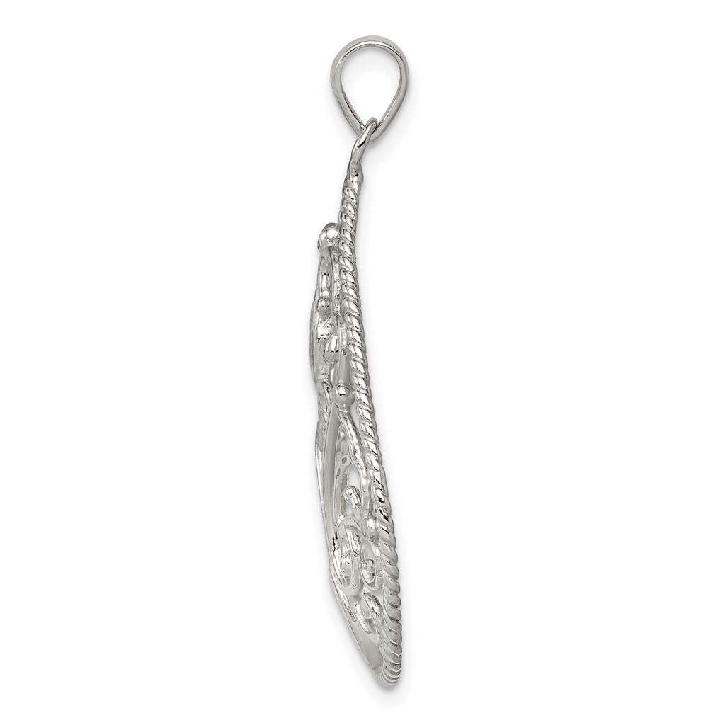 Sterling Silver Polished Diamond-cut Pendant