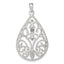 Sterling Silver Polished Filigree Diamond-cut Teardrop Pendant