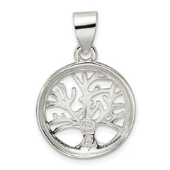 Sterling Silver Polished Round Tree Pendant