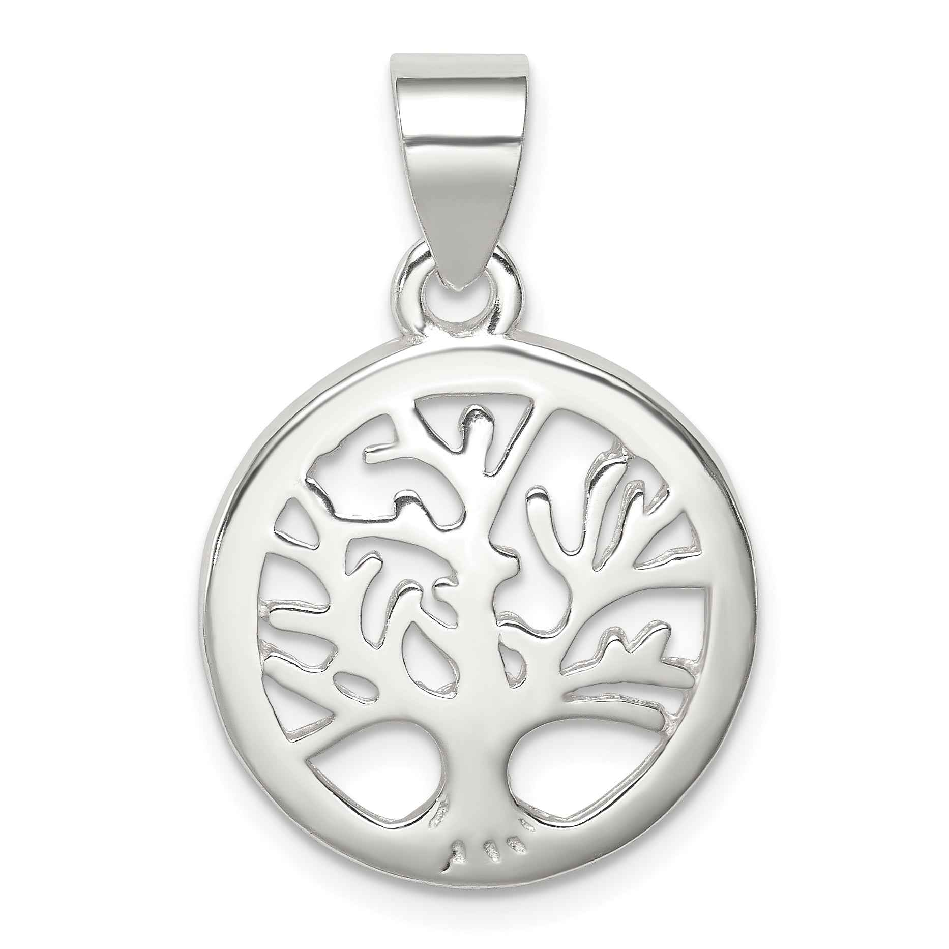 Sterling Silver Polished Round Tree Pendant Main image