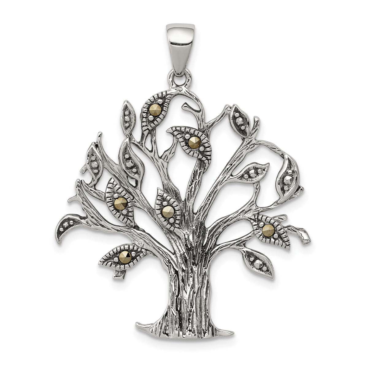 Sterling Silver Oxidized w/Marcasite Tree Pendant