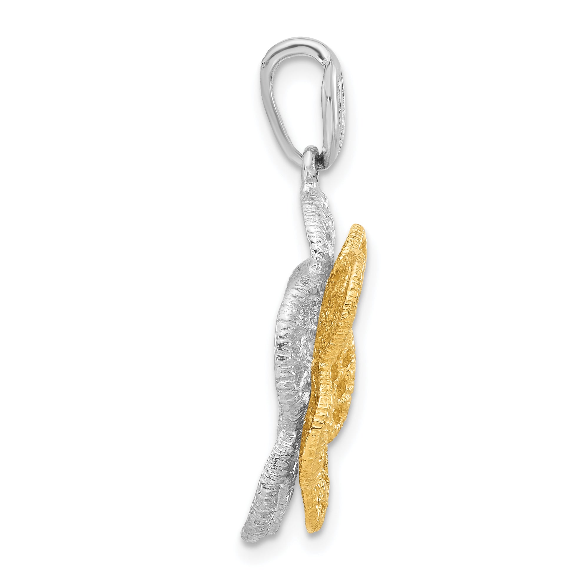 Sterling Silver Rhodium-plated Gold-tone Flower Pendant