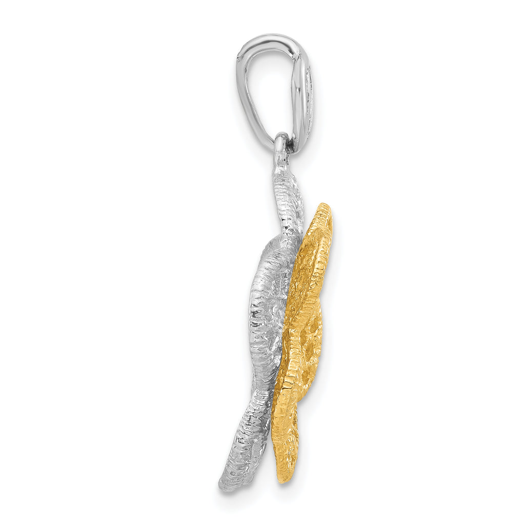 Sterling Silver Rhodium-plated Gold-tone Flower Pendant