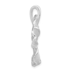 Sterling Silver Polished And Satin Flower CZ Slide