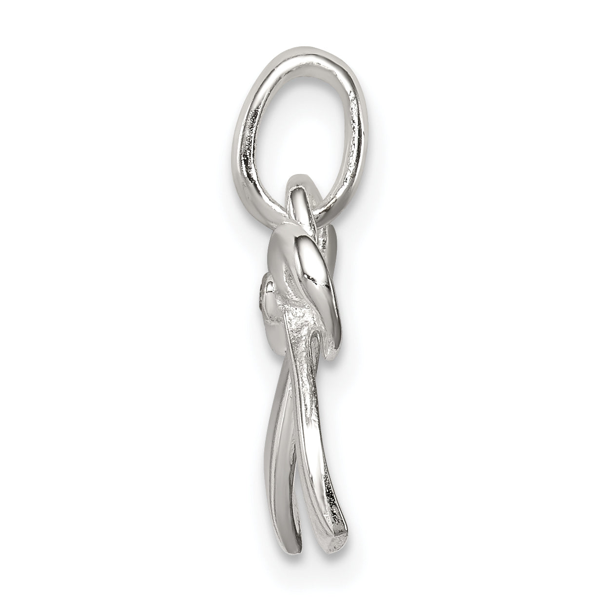Sterling Silver Polished Diamond Bow Pendant Secondary image