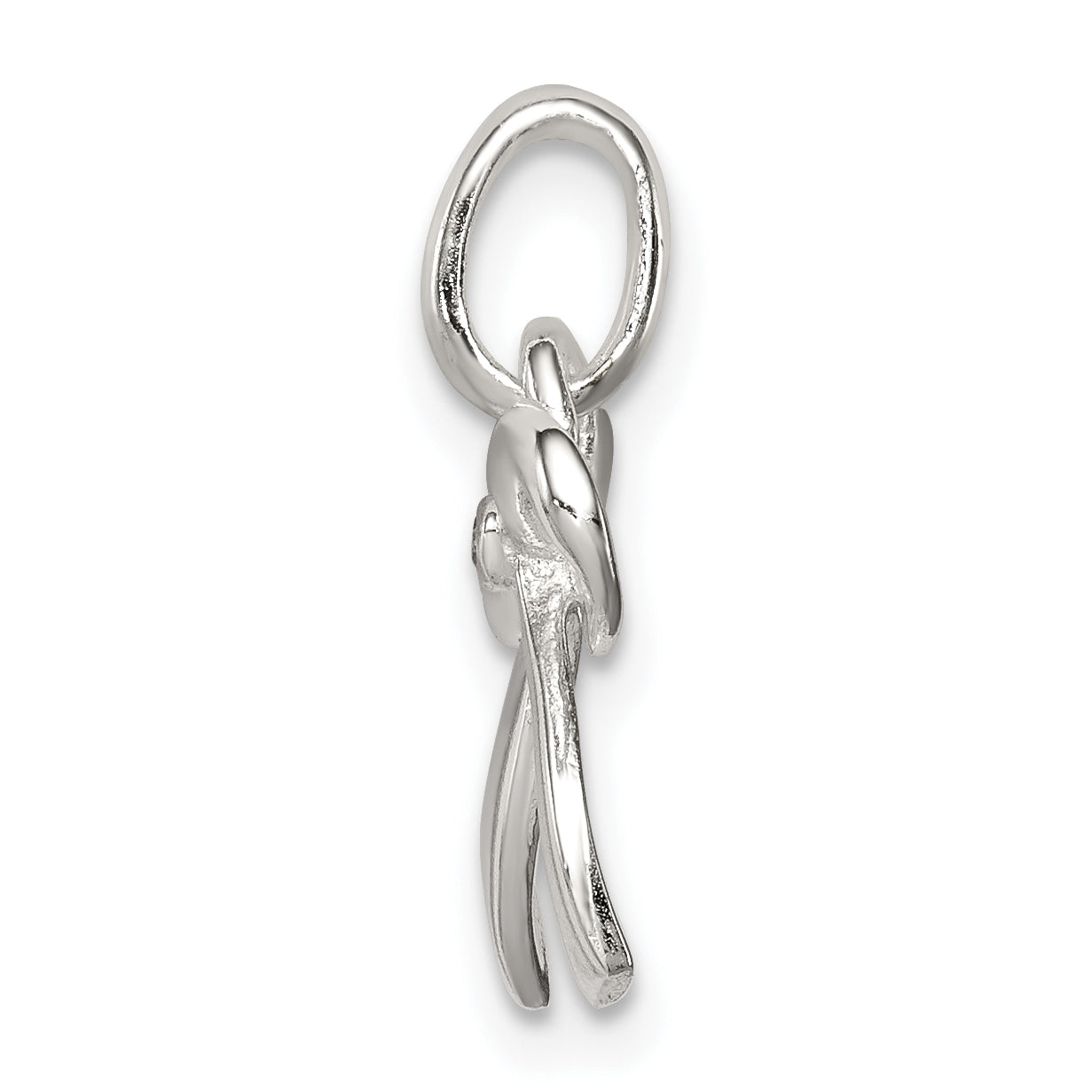 Sterling Silver Polished Diamond Bow Pendant
